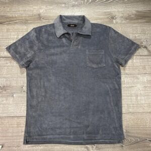 Aurelien Terry Cloth Polo Shirt Mens XL Gray Pocket Cotton Blend Portugal Casual